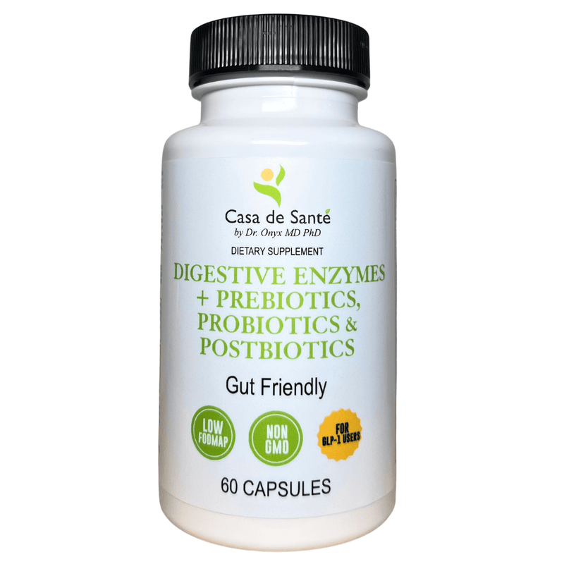 casa de sante FODMAP Digestive Enzymes + Prebiotics + Probiotics + Postbiotics Gut Friendly Low FODMAP MD PhD Formulated Digestive Support Supplements White Smoke