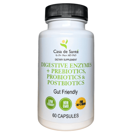casa de sante FODMAP Digestive Enzymes + Prebiotics + Probiotics + Postbiotics Gut Friendly Low FODMAP MD PhD Formulated Digestive Support Supplements White Smoke