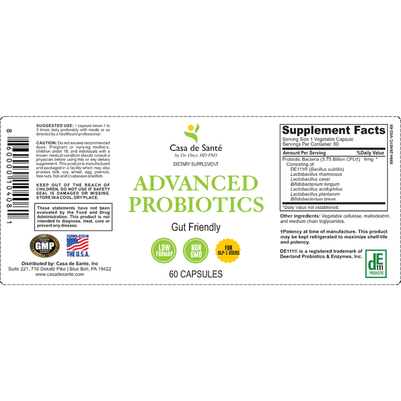 casa de sante Advanced Probiotics GI Support Low FODMAP Gut Friendly MD PhD Formulated Digestive Support Supplements White Smoke