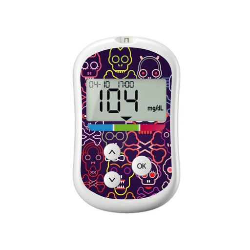Peelz Psycho Skullls OneTouch Verio Flex Glucometer Peelz/Stickers White Smoke