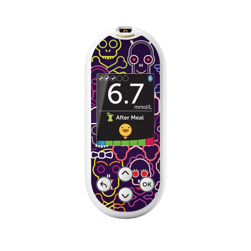 Peelz Psycho Skulls OneTouch Verio Reflect Glucometer Peelz/Stickers White Smoke