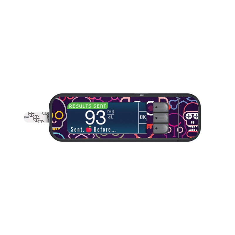Peelz Psycho Skulls for Bayer Contour Next Glucometer Peelz/Stickers White Smoke