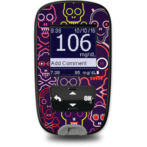 Peelz Psycho Skulls for the Accu-Chek Guide Glucometer Peelz/Stickers White Smoke
