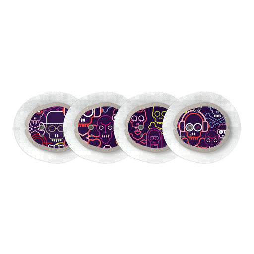 Peelz Psycho Skulls for the DEXCOM G7 and Stelo Transmitter Peelz/Stickers White Smoke 4-pack (Set of 4 Stickers)