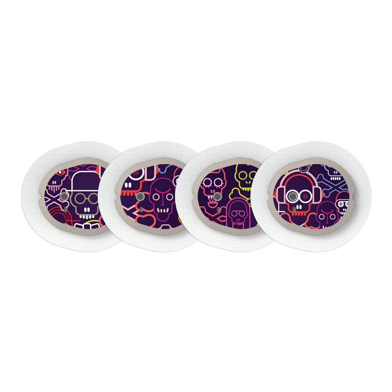 Peelz Psycho Skulls for the DEXCOM G7 and Stelo Transmitter Peelz/Stickers White Smoke 4-pack (Set of 4 Stickers)