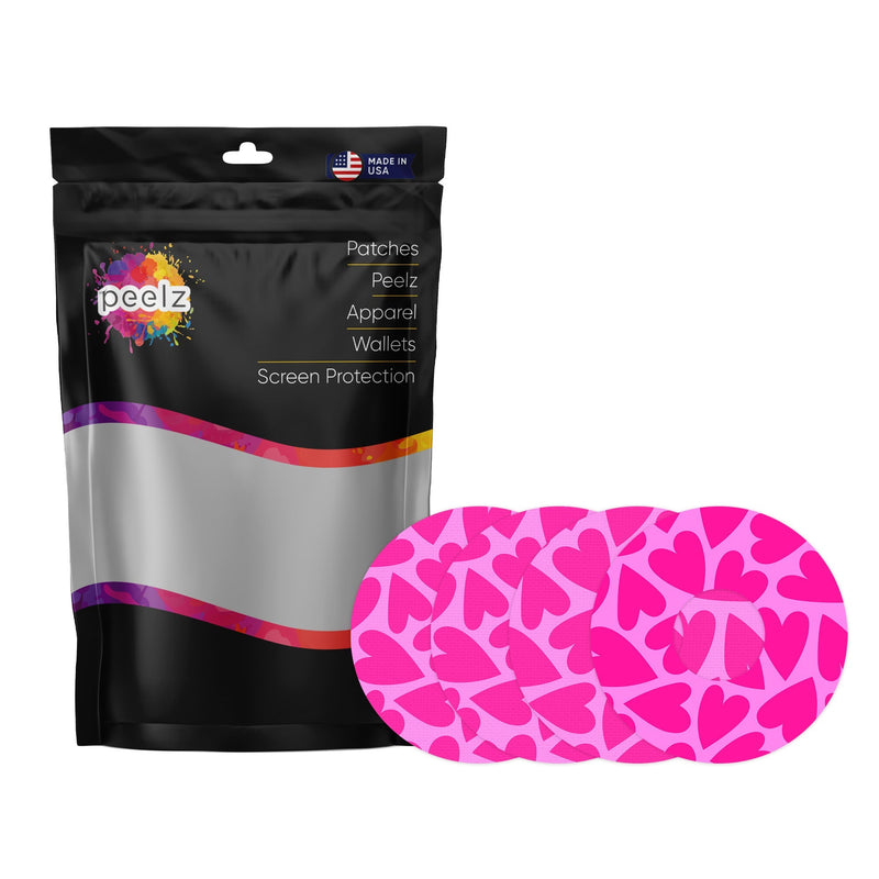 Peelz Puffy Hearts Patch Tape Designed for the FreeStyle Libre 3 Plus & Lingo Patch Medical Tape White Smoke 4-Pack (Set of 4 Patches)