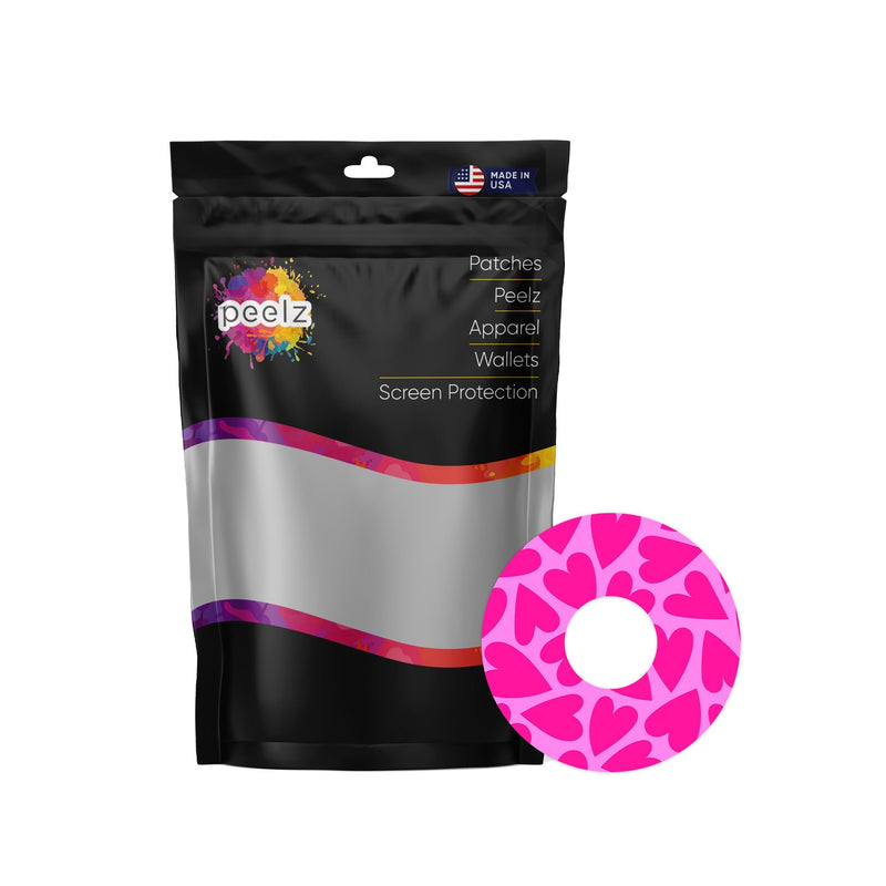 Peelz Puffy Hearts Patch Tape Designed for the FreeStyle Libre 3 Plus & Lingo Patch Medical Tape White Smoke 12-Pack (Set of 12 Patches)