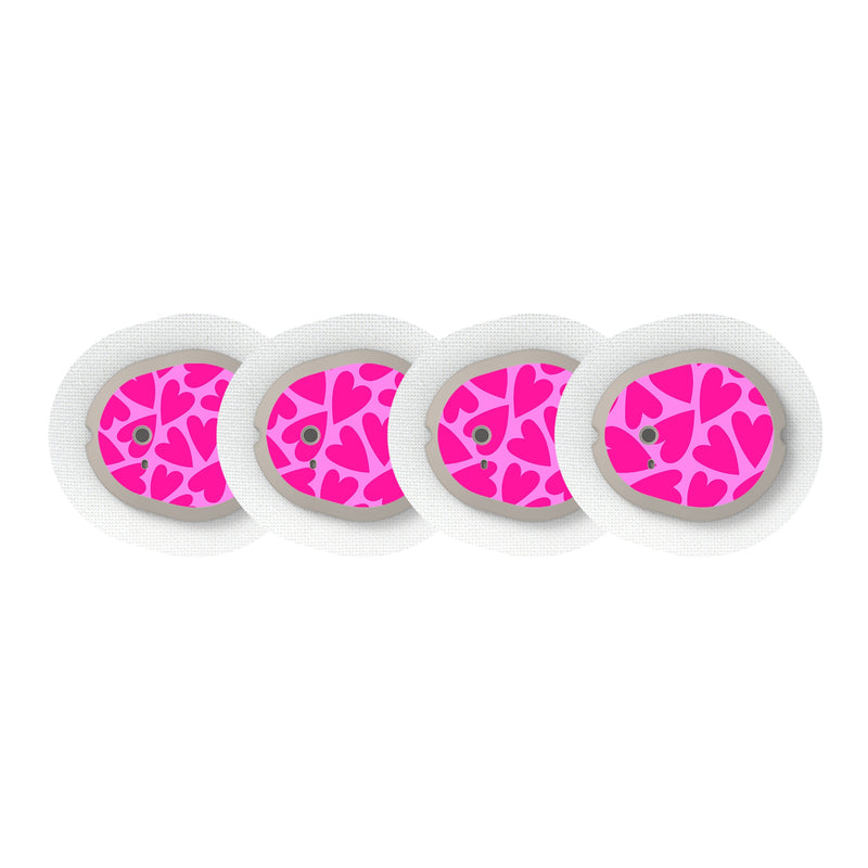 Peelz Puffy Hearts Sticker Designed for the DEXCOM G7 and Stelo Transmitter Peelz/Stickers White Smoke 4-pack (Set of 4 Stickers)
