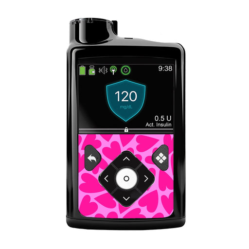 Peelz Puffy Hearts Sticker for Medtronic MiniMed 770G & 780G Peelz/Stickers Black Whole System Peelz (front back + clip)