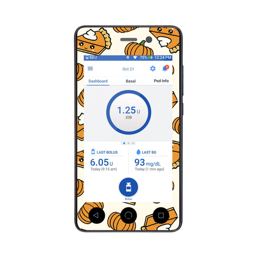 Peelz Pumpkin Pie Sticker for Omnipod DASH® PDM – Pump Peelz Peelz/Stickers White Smoke Whole System Peelz (front + case),Front Peelz