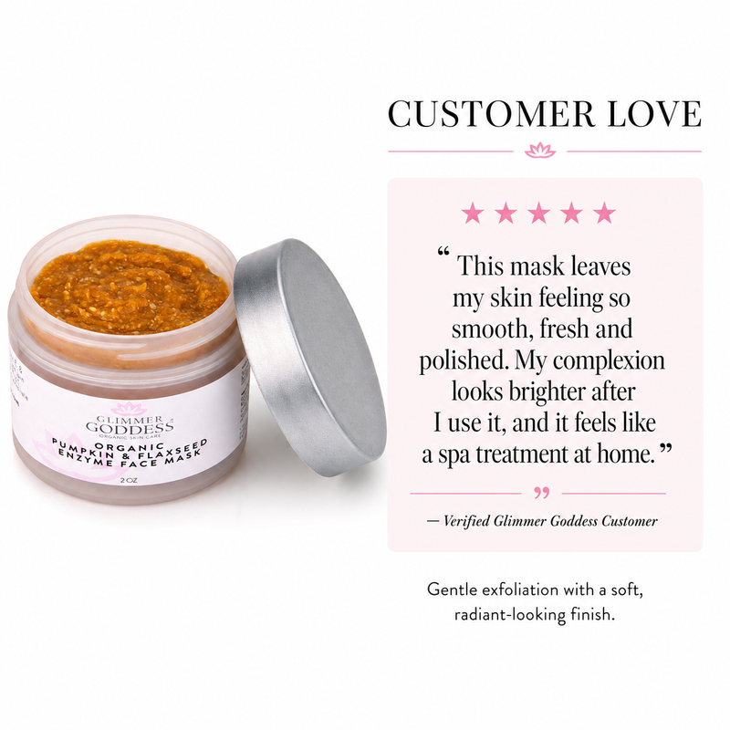 Glimmer Goddess® Organic Skin Care Organic Pumpkin Flaxseed Enzyme Face Mask – Brightening & Tightening Mask for Glowing Skin Masks & Peels White Smoke 2 oz.