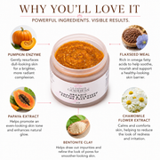 Glimmer Goddess® Organic Skin Care Organic Pumpkin Flaxseed Enzyme Face Mask – Brightening & Tightening Mask for Glowing Skin Masks & Peels White Smoke 2 oz.