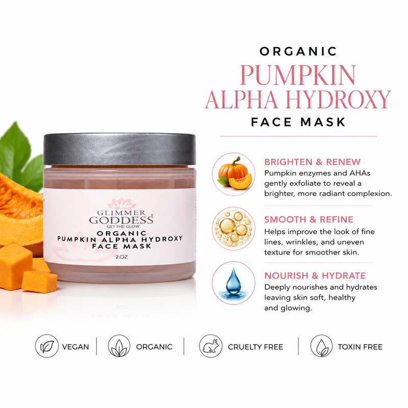Glimmer Goddess® Organic Skin Care Organic Pumpkin AHA Face Mask – Exfoliating Treatment for Wrinkles & Glow Masks & Peels White Smoke 2 oz.,4 oz.