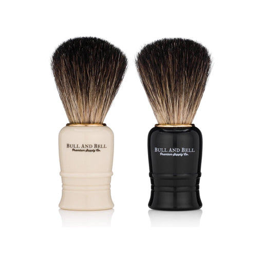 Murphy and McNeil Pure Badger Shaving Brush (White or Black) - by Bull and Bell Premium Supply Co. Shaving Brush Light Gray Black,White