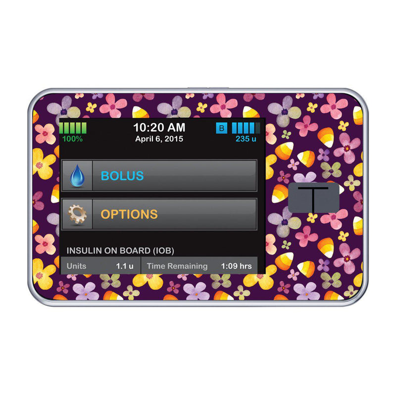 Peelz Purple Floral Sticker for Tandem t:slim Peelz/Stickers Black