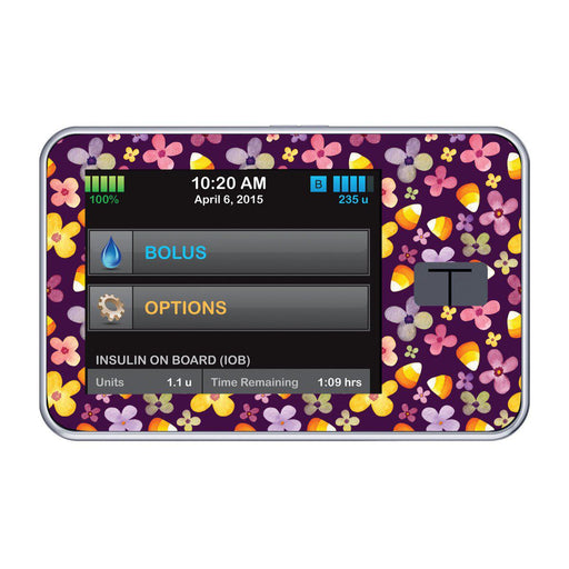 Peelz Purple Floral Sticker for Tandem t:slim Peelz/Stickers Black
