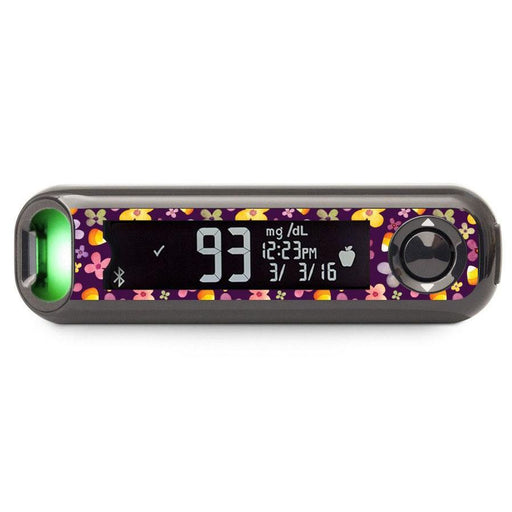 Peelz Purple Floral for Bayer Contour© Next One Glucometer Peelz/Stickers Black