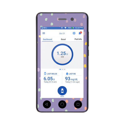 Peelz Purple Pastel Sticker for Omnipod DASH® PDM – Pump Peelz Peelz/Stickers White Smoke Front Peelz
