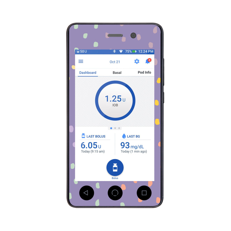 Peelz Purple Pastel Sticker for Omnipod DASH® PDM – Pump Peelz Peelz/Stickers White Smoke Whole System Peelz (front + case),Front Peelz,Case Peelz