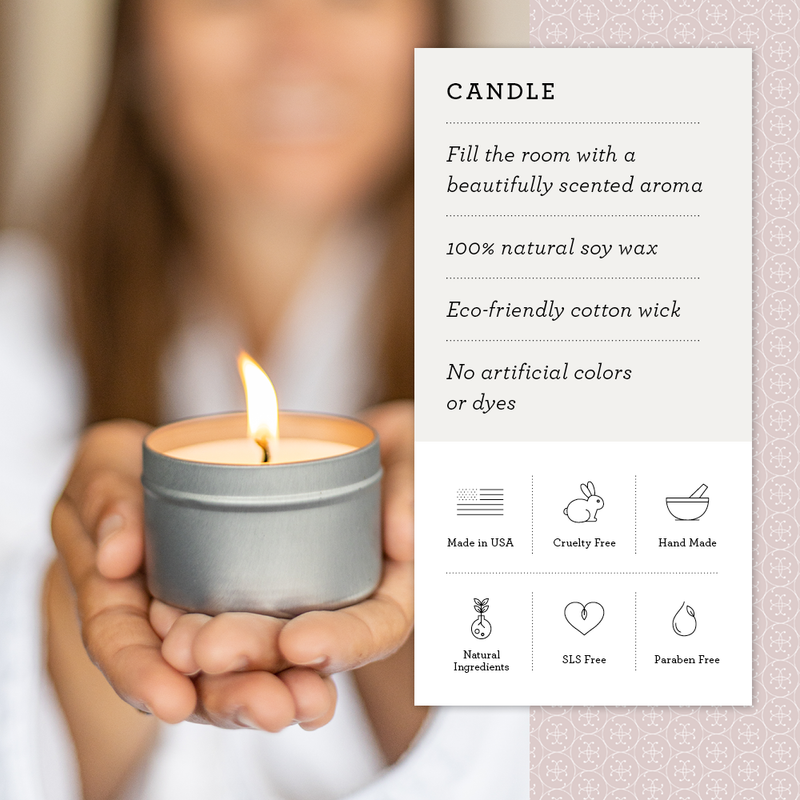 Lizush Trio of Tin Soy Candle - Scented with Bergamot and Lavender Essential oils White Smoke