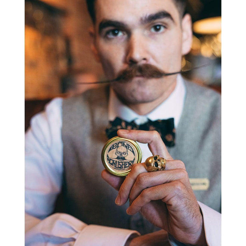 Death Grip Death Grip Bone Crusher Extra Strong & Firm Mustache Wax 1 oz Mustache Wax Dark Gray