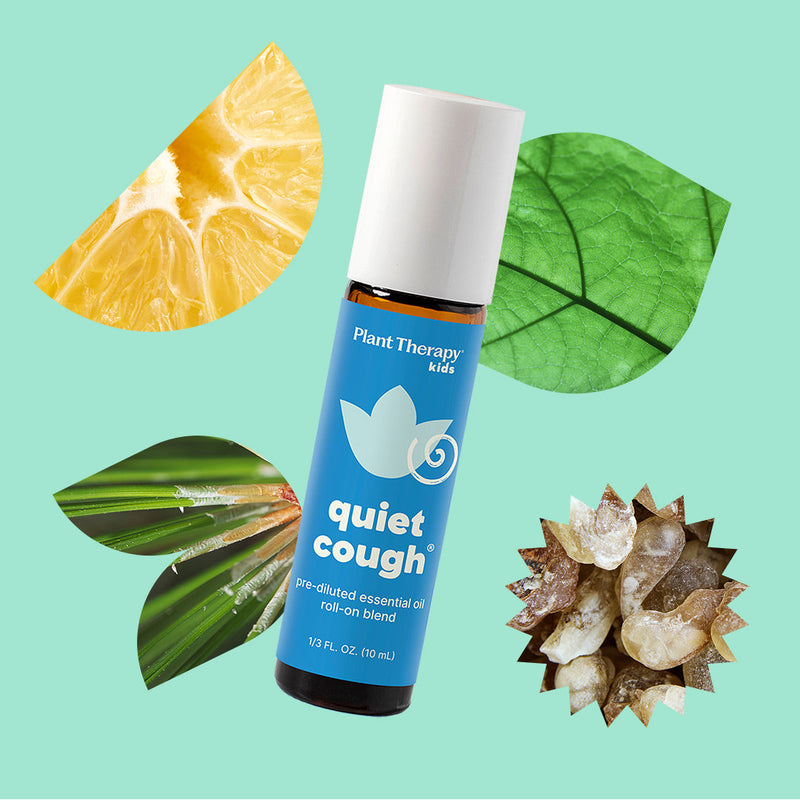 Plant Therapy Quiet Cough® Essential Oil Blend Pre-Diluted Roll-On Essential Oil Powder Blue 10 mL