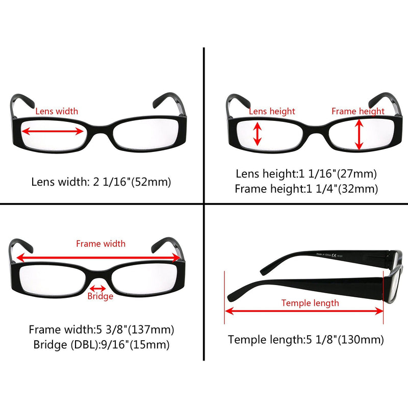 eyekeeper.com 5 Pack Rectangle Stylish Reading Glasses R040-A Eyeglasses Black 5 Pairs Mix / +0.50,5 Pairs Mix / +0.75,5 Pairs Mix / +1.00,5 Pairs Mix / +1.25,5 Pairs Mix / +1.50,5 Pairs Mix / +1.75,5 Pairs Mix / +2.00,5 Pairs Mix / +2.25,5 Pairs Mix / +2.50,5 Pairs Mix / +2.75,5 Pairs Mix / +3.00,5 Pairs Mix / +3.25,5 Pairs Mix / +