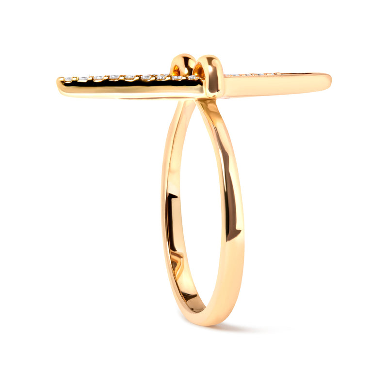 Bids.com 14K Yellow Gold 1/5 Cttw Diamond Double Triangle Ring (G-H Color, SI1-SI2 Clarity) - Size 7 Rings White Smoke 7 / Yellow.Gold