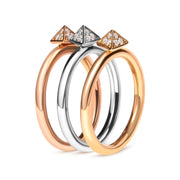 Bids.com 14K Tri Color Gold 1/3 Cttw Diamond Pyramid Stackable Band Ring Set (G-H Color, SI1-SI2 Clarity) - Size 7 Rings White Smoke 7 / YellowWhiteRose.Gold