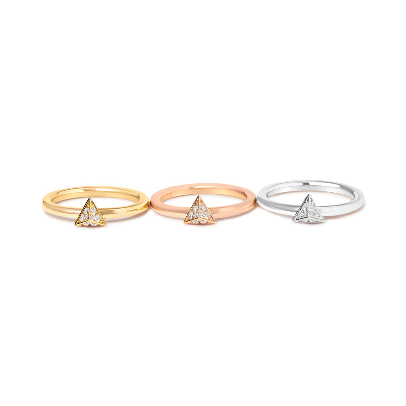 Bids.com 14K Tri Color Gold 1/3 Cttw Diamond Pyramid Stackable Band Ring Set (G-H Color, SI1-SI2 Clarity) - Size 7 Rings White Smoke 7 / YellowWhiteRose.Gold