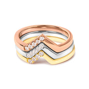 Bids.com 14K Gold 1/4 Cttw Diamond Geometrical Chevron V Stackable Band Ring Set (G-H Color, SI1-SI2 Clarity) - Size 7 Rings White Smoke 7 / YellowWhiteRose.Gold