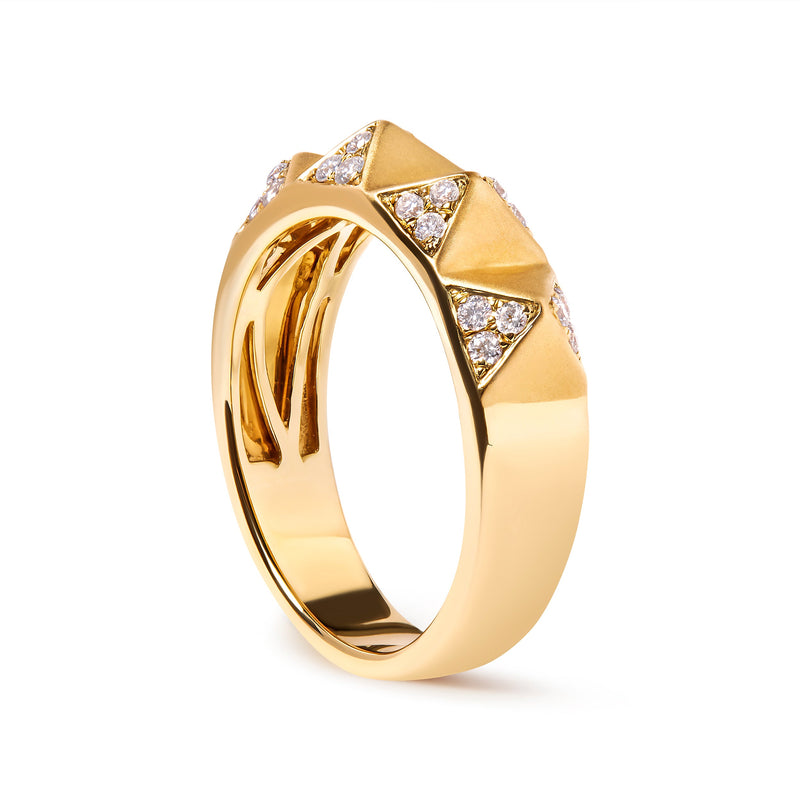 Bids.com 14K Yellow Gold 1/4 Cttw White Diamond Pyramid Band Ring (G-H Color, SI1-SI2 Clarity)- Size 7 Rings White Smoke 7 / Yellow.Gold