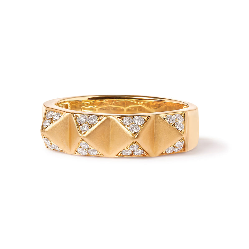 Bids.com 14K Yellow Gold 1/4 Cttw White Diamond Pyramid Band Ring (G-H Color, SI1-SI2 Clarity)- Size 7 Rings White Smoke 7 / Yellow.Gold