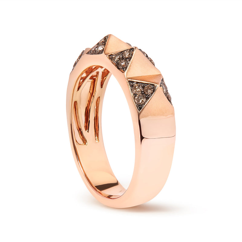 Bids.com 14K Rose Gold 1/4 Cttw Brown Diamond Pyramid Band Ring (Brown Color, SI1-SI2 Clarity)- Size 7 Rings White Smoke 7 / Rose.Gold