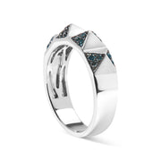 Bids.com 14K White Gold 1/4 Cttw Treated Blue Diamond Pyramid Band Ring (Blue Color, SI1-SI2 Clarity)- Size 7 Rings White Smoke 7 / White.Gold