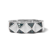 Bids.com 14K White Gold 1/4 Cttw Treated Blue Diamond Pyramid Band Ring (Blue Color, SI1-SI2 Clarity)- Size 7 Rings Light Gray 7 / White.Gold