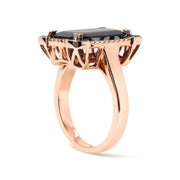 Bids.com 14K Rose Gold 15x10 MM Emerald-Cut Black Onyx and 1/5 Cttw Blue and White Diamond Halo Cocktail Ring (G-H Color, SI1-SI2 Clarity)- Size 7 Rings White Smoke 7 / Rose.Gold