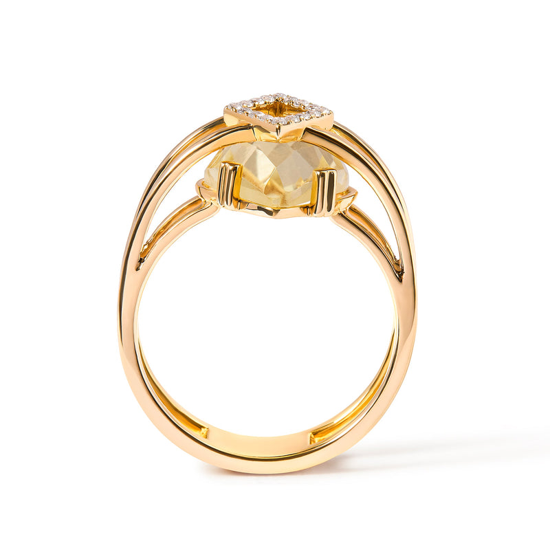 Bids.com 14K Yellow Gold 15x15 MM Marquise Cut Yellow Topaz and Diamond Accent Statement Cocktail Ring (G-H Color, SI1-SI2 Clarity) Rings White Smoke 7 / Yellow.Gold
