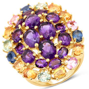 Bids.com 9.04 Carat Genuine Multi Stones .925 Sterling Silver Ring Rings White Smoke size 6.00,size 7.00,size 8.00,size 9.00,size 10.00