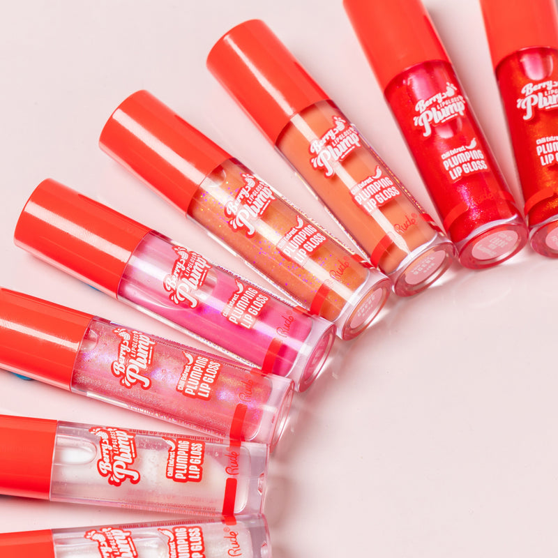 Rude Cosmetics Berry Plump Plumping Lip Gloss Lip Gloss Misty Rose Crystal Clear,Pearl,Pink Sugar,Cotton Candy,Fairy,Bare,Strawberry Kiss,Cherry Bomb