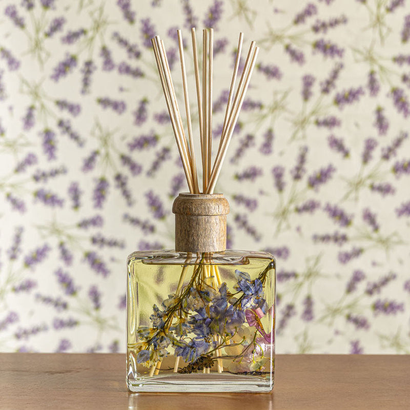 Rosy Rings Signature Botanical Reed Diffuser - Roman Lavender 13oz Botanical Diffuser Light Gray