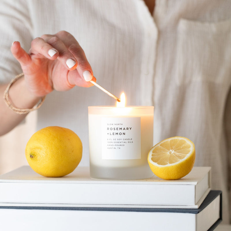 Slow North Rosemary + Lemon - Signature Candle Frosted Candles White Smoke