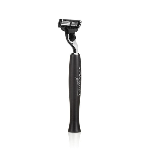 Antica Barberia Mondial US Panther Black Brushed Aluminum Razor Handle for Mach3 Cartridge Razor Handle White Smoke