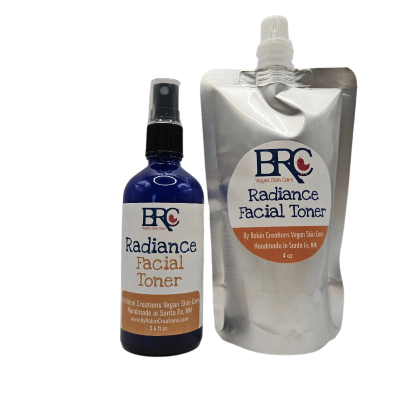 By Robin Creations Radiance Facial Toner Spray Dark Gray 3.4oz Glass Spray Bottle,4oz Aluminum Refill Pouch