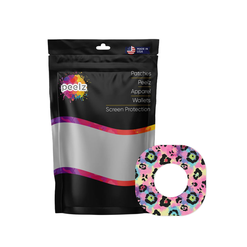 Peelz Rainbow Leopard Dexcom G7 and Stelo Patch Tape - Pump Peelz Patch Medical Tape White Smoke 12-Pack (Set of 12 Patches),4-Pack (Set of 4 Patches)