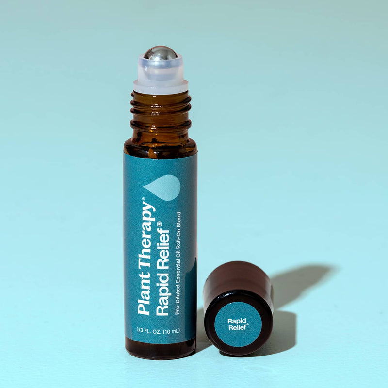 Plant Therapy Rapid Relief Essential Oil Blend Pre-Diluted Roll-On Essential Oil Light Blue 10 mL