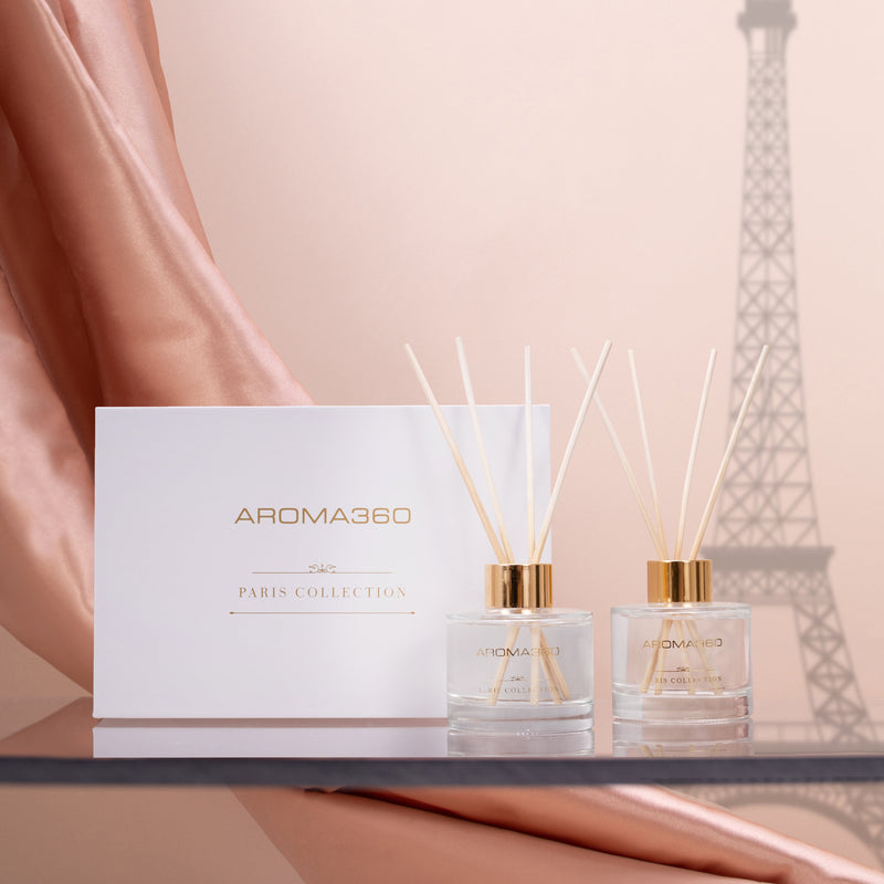 Aroma360 Paris Collection Reed Diffuser Duo Paris Collection Misty Rose Dream On,Escapade,Chandelier,My Way,24K Magic