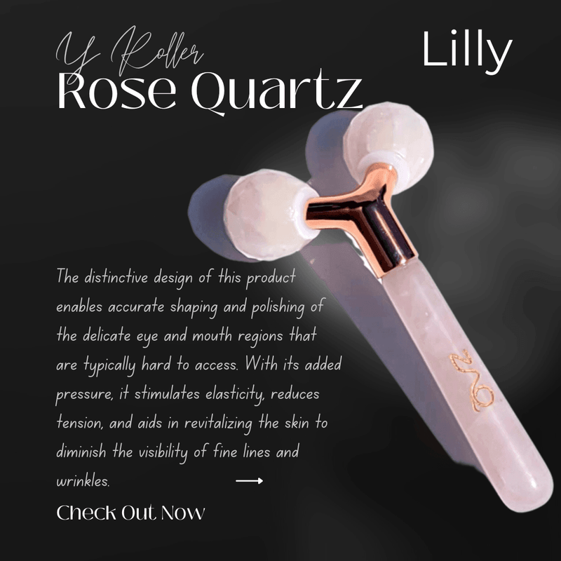 ZAQ Skin & Body Lilly Rose Quartz Relief Facial Roller Black