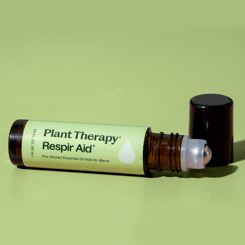 Plant Therapy Respir Aid Essential Oil Blend Pre-Diluted Roll-On Essential Oil Tan 10 mL