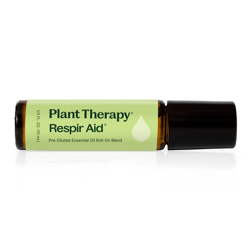 Plant Therapy Respir Aid Essential Oil Blend Pre-Diluted Roll-On Essential Oil Black 10 mL
